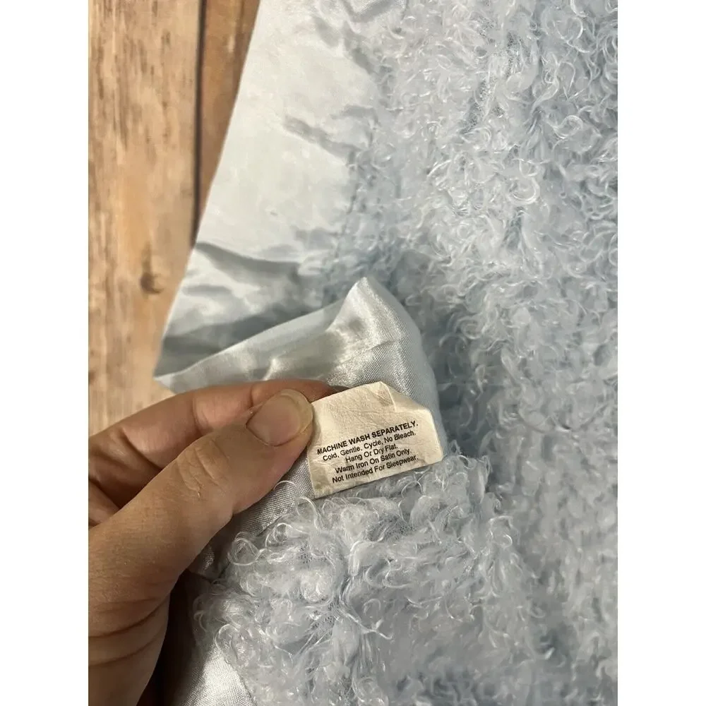 Little Giraffe Blue Baby Blanket Fuzzy Faux Fur Satin Edge
